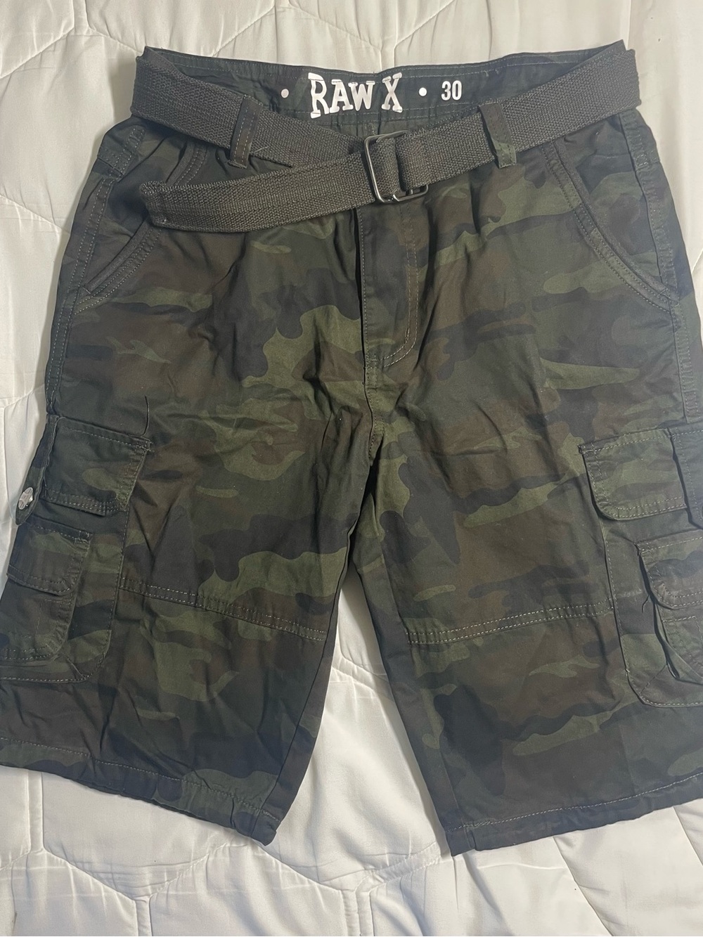RAW X Men's Camo Cargo Shorts in Olive